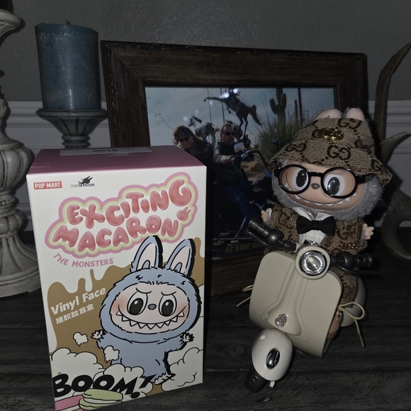 Labubu Authentic Sesame Withe Vespa And Gucci Ensemble. - Picture 1 of 8